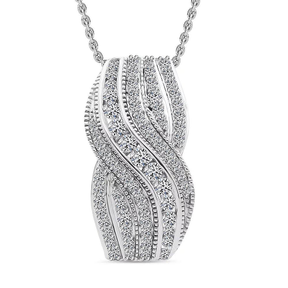 shop lc Luxuriant Lab Grown Diamond G-H SI 1.00 ctw Pendant Necklace in Rhodium Over Sterling Silver 20 Inches