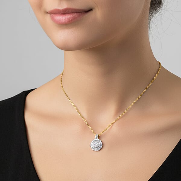 Shop Lc Luxuriant Lab Grown Diamond G-H SI 1.00 Ctw Pendant Necklace In 18K Vermeil Yellow Gold Over Sterling Silver 20 Inches