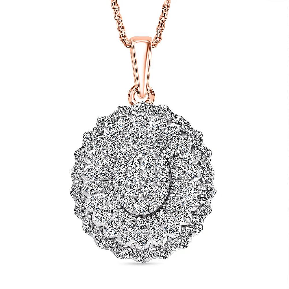 shop lc Luxuriant Lab Grown Diamond G-H SI 1.00 ctw Pendant Necklace in 18K Vermeil Rose Gold Over Sterling Silver 20 Inches