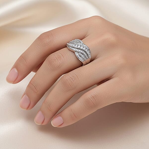 Shop Lc Luxuriant Lab Grown Diamond G-H SI 1.00 Ctw Ring In Rhodium Over Sterling Silver