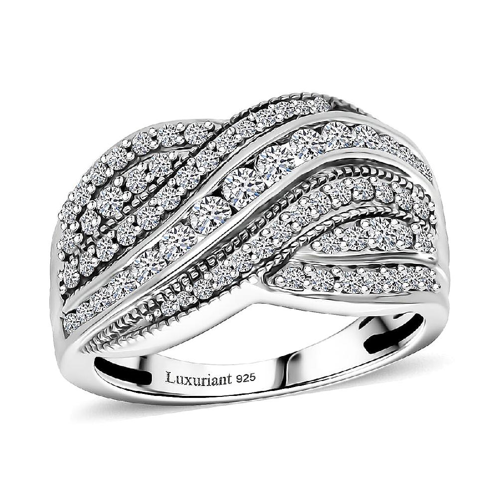 shop lc Luxuriant Lab Grown Diamond G-H SI 1.00 ctw Ring in Rhodium Over Sterling Silver