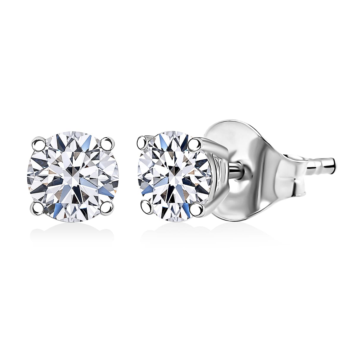 shop lc Luxuriant Lab Grown Diamond G-H SI 1.00 ctw Solitaire Stud Earrings in Rhodium Over Sterling Silver