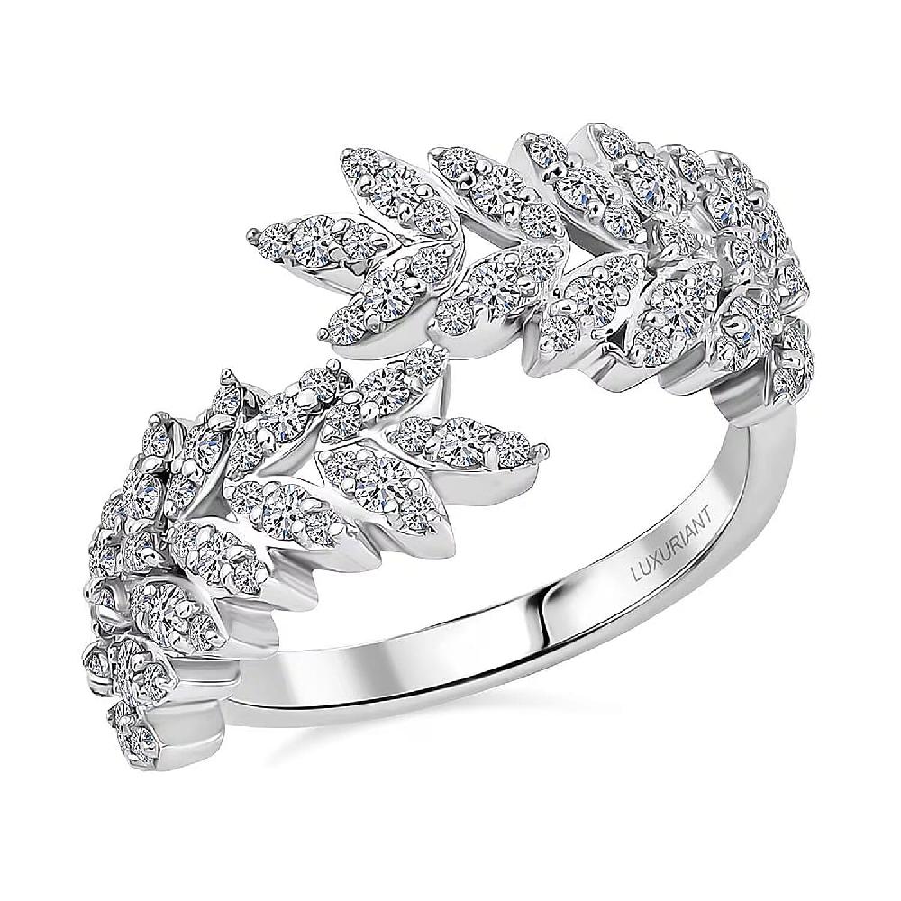 shop lc Luxuriant Lab Grown Diamond G-H SI 1.00 ctw Whispering Leaves Ring in Rhodium Over Sterling Silver shop lc Luxuriant Lab Grown Diamond G-H SI 1.00 ctw Whispering Leaves Ring in Rhodium Over Sterling Silver