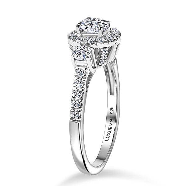 Shop Lc Luxuriant Lab Grown Diamond G-H SI 1.10 Ctw Classic Halo Ring In Rhodium Over Sterling Silver