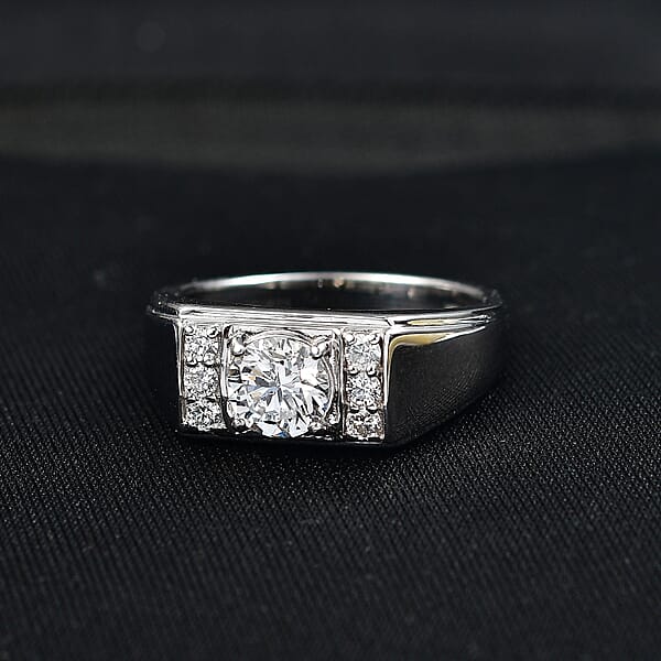 Shop Lc Luxuriant Lab Grown Diamond G-H SI 1.25 Ctw Men's Ring In Rhodium Over Sterling Silver
