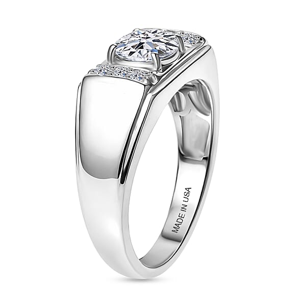 Shop Lc Luxuriant Lab Grown Diamond G-H SI 1.25 Ctw Men's Ring In Rhodium Over Sterling Silver
