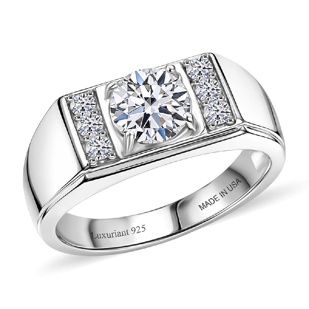 shop lc Luxuriant Lab Grown Diamond G-H SI 1.25 ctw Men's Ring in Rhodium Over Sterling Silver