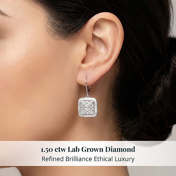 Shop Lc Luxuriant Lab Grown Diamond G-H SI 1.50 Ctw Earrings In Rhodium Over Sterling Silver