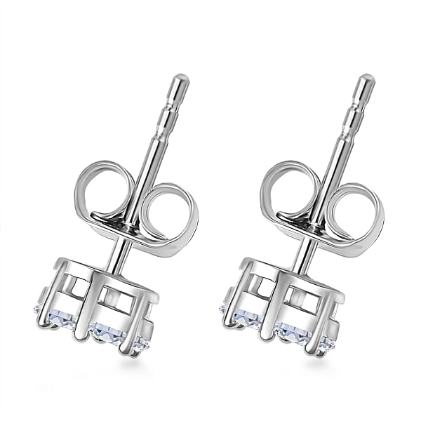 Shop Lc Luxuriant Lab Grown Diamond G-H SI 1.50 Ctw Floral Stud Earrings In Rhodium Over Sterling Silver (Del. In 12-15 Days)