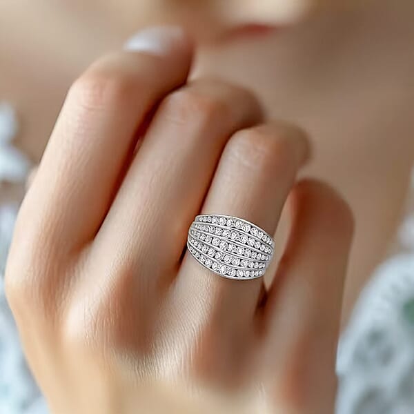 Shop Lc Luxuriant Lab Grown Diamond G-H SI 1.50 Ctw Ring In Platinum Over Sterling Silver