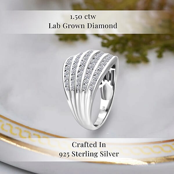 Shop Lc Luxuriant Lab Grown Diamond G-H SI 1.50 Ctw Ring In Platinum Over Sterling Silver