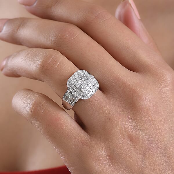 Shop Lc Luxuriant Lab Grown Diamond G-H SI 1.50 Ctw Ring In Rhodium Over Sterling Silver