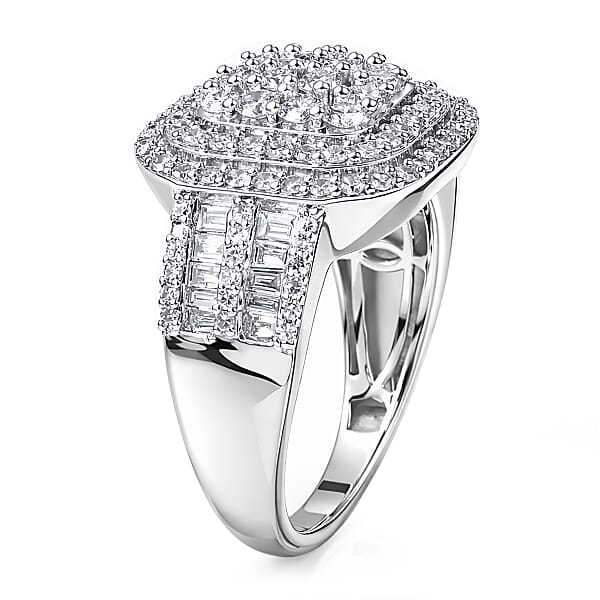 Shop Lc Luxuriant Lab Grown Diamond G-H SI 1.50 Ctw Ring In Rhodium Over Sterling Silver
