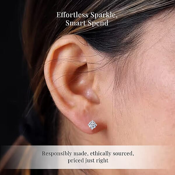 Shop Lc Luxuriant Lab Grown Diamond G-H SI 1.50 Ctw Solitaire Stud Earrings In Platinum Over Sterling Silver