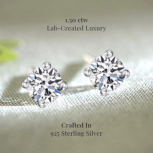 Shop Lc Luxuriant Lab Grown Diamond G-H SI 1.50 Ctw Solitaire Stud Earrings In Platinum Over Sterling Silver