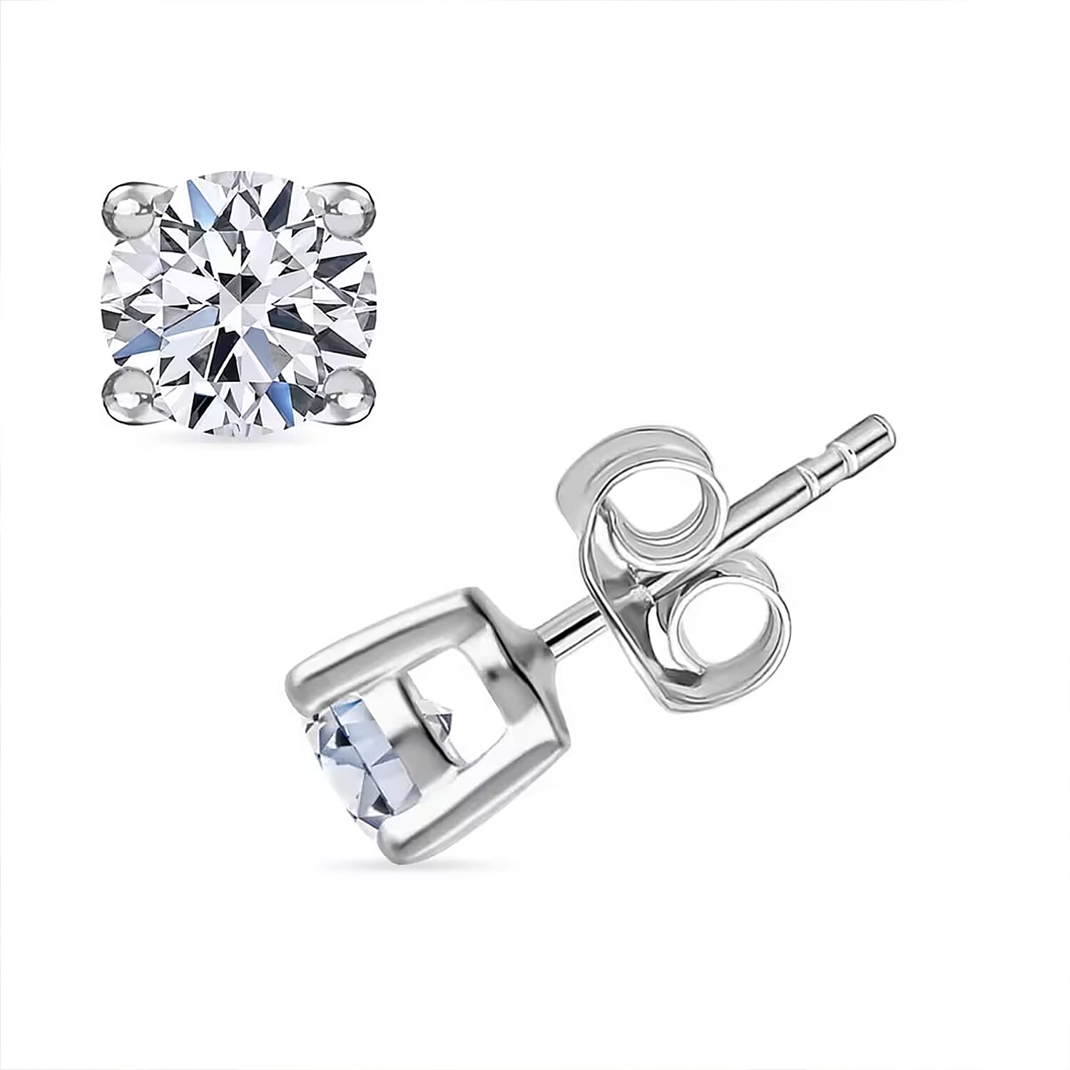shop lc Luxuriant Lab Grown Diamond G-H SI 1.50 ctw Solitaire Stud Earrings in Platinum Over Sterling Silver