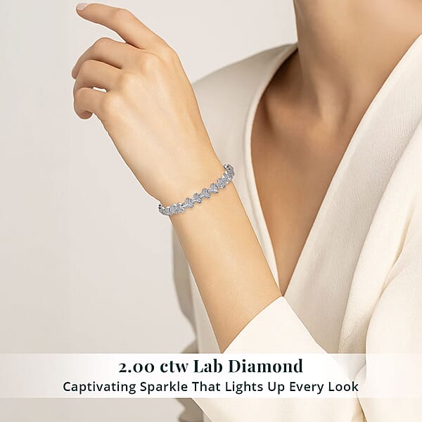 Shop Lc Luxuriant Lab Grown Diamond G-H SI 2.00 Ctw Bracelet In Rhodium Over Sterling Silver (7.25 In)