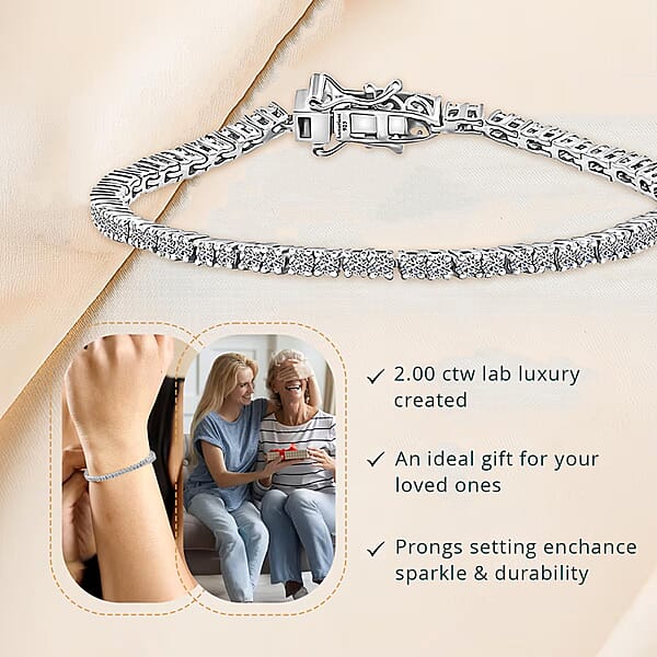 Shop Lc Luxuriant Lab Grown Diamond G-H SI 2.00 Ctw Bracelet In Platinum Over Sterling Silver (7.25 In)