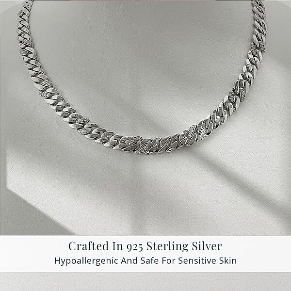 Shop Lc Luxuriant Lab Grown Diamond G-H SI 2.00 Ctw Cuban Link Chain Necklace In Rhodium Over Sterling Silver 18 Inches