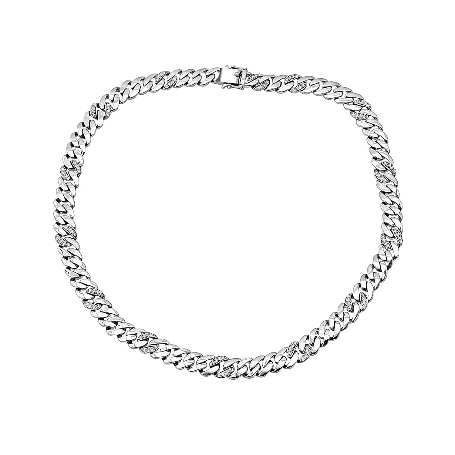 shop lc Luxuriant Lab Grown Diamond G-H SI 2.00 ctw Cuban Link Chain Necklace in Rhodium Over Sterling Silver 18 Inches