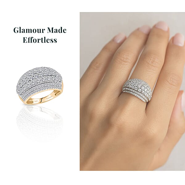 Shop Lc Luxuriant Lab Grown Diamond G-H SI 2.00 Ctw Galaxy Of Stars Ring In 18K Vermeil Yellow Gold Over Sterling Silver