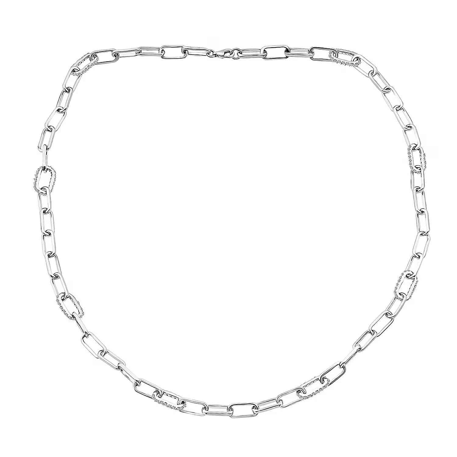 shop lc Luxuriant Lab Grown Diamond G-H SI 2.00 ctw Paper Clip Chain Necklace in Rhodium Over Sterling Silver 18 Inches