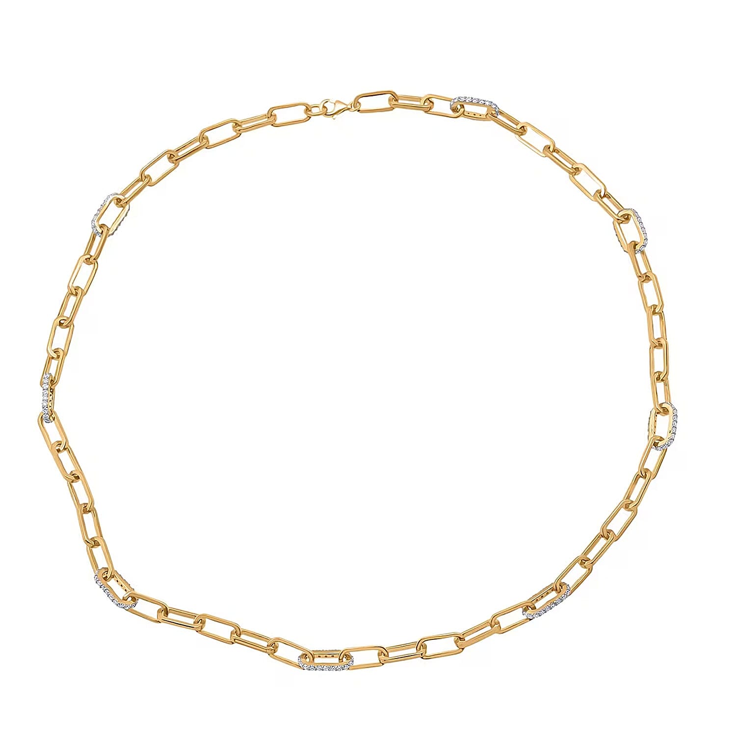 shop lc Luxuriant Lab Grown Diamond G-H SI 2.10 ctw Paper Clip Chain Necklace in 18K Vermeil Yellow Gold Over Sterling Silver 18 Inches