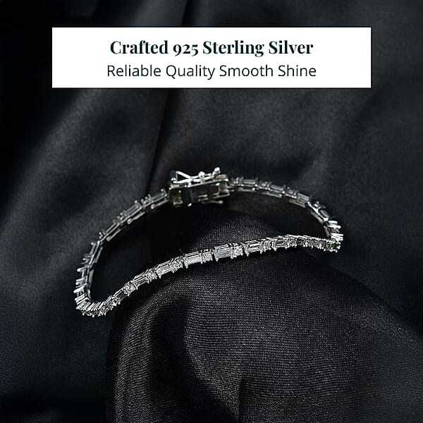 Shop Lc Luxuriant Lab Grown Diamond G-H SI 2.35 Ctw Station Bracelet In Rhodium Over Sterling Silver (8.00 In)
