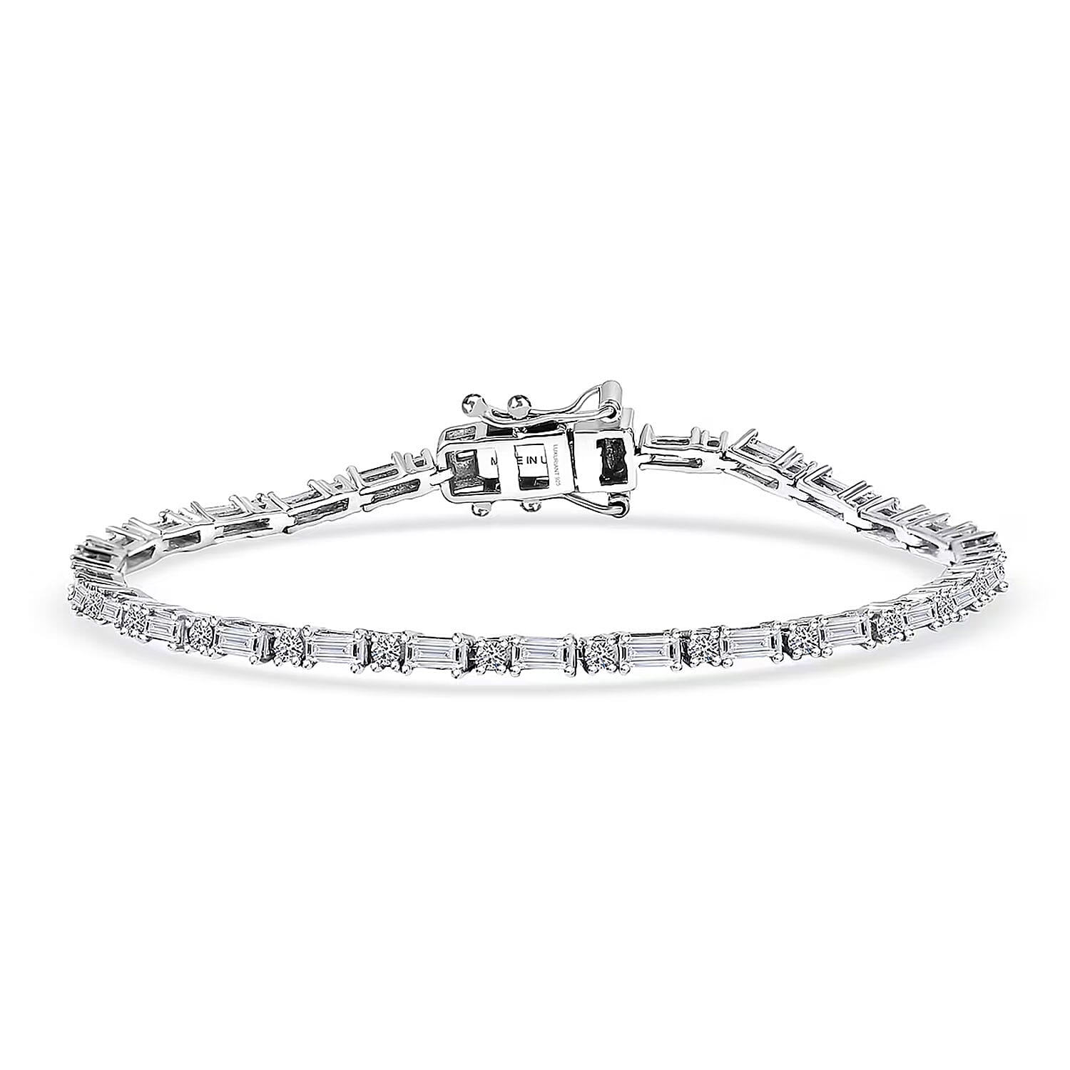 shop lc Luxuriant Lab Grown Diamond G-H SI 2.35 ctw Station Bracelet in Rhodium Over Sterling Silver (8.00 In)