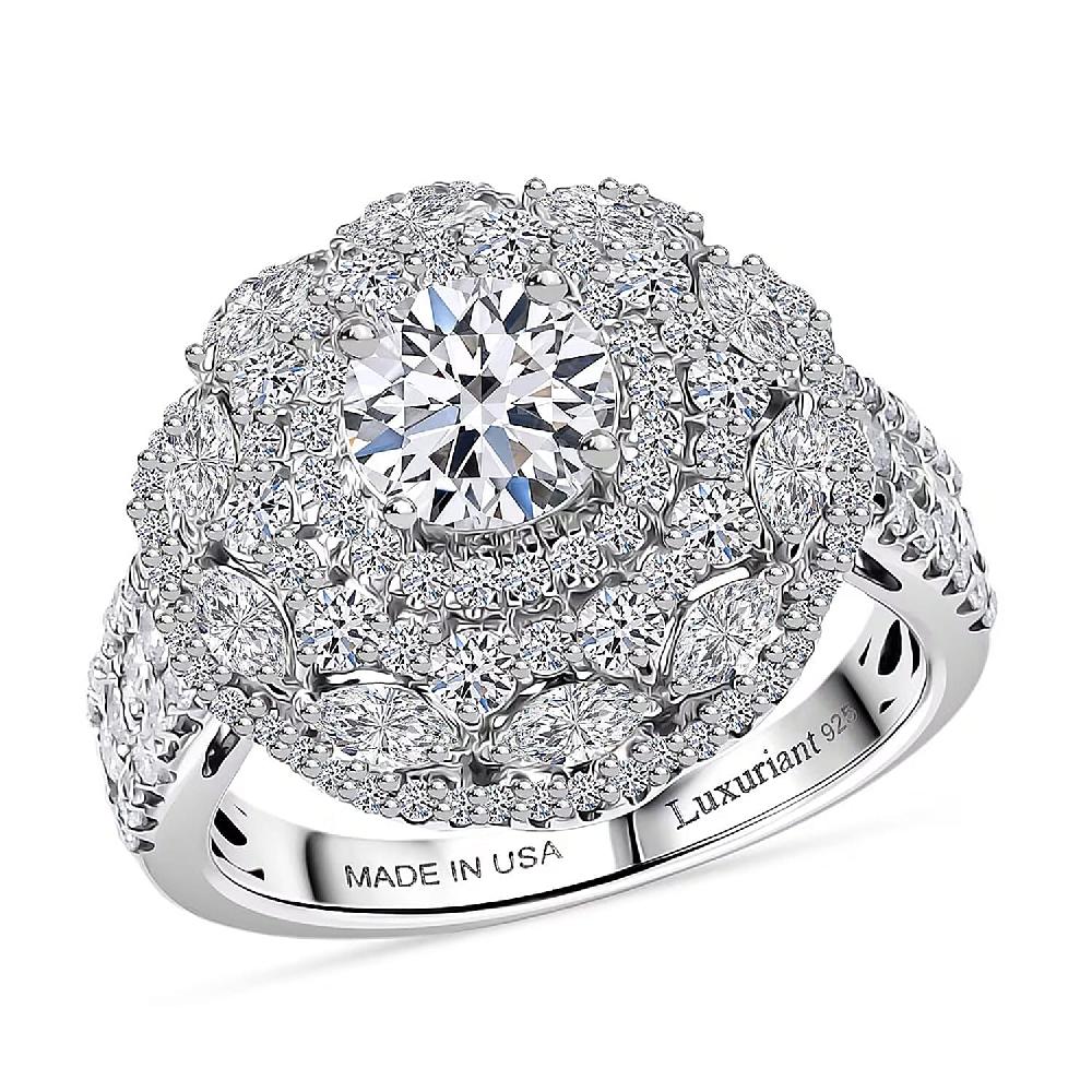 shop lc Luxuriant Lab Grown Diamond G-H SI 2.50 ctw Blossom Glow Ring in Rhodium Over Sterling Silver