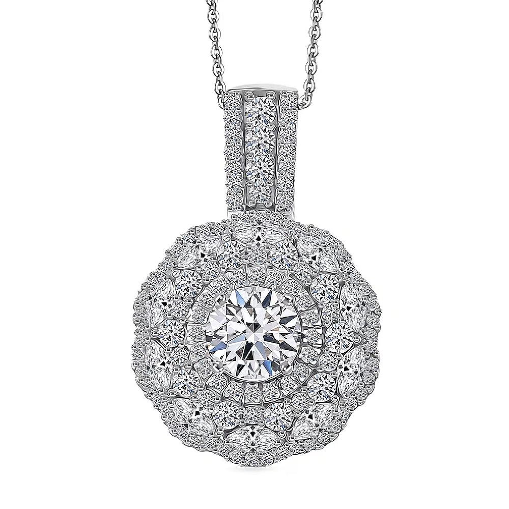 shop lc Luxuriant Lab Grown Diamond G-H SI 2.50 ctw Blossom Glow Pendant Necklace in Rhodium Over Sterling Silver 20 Inches