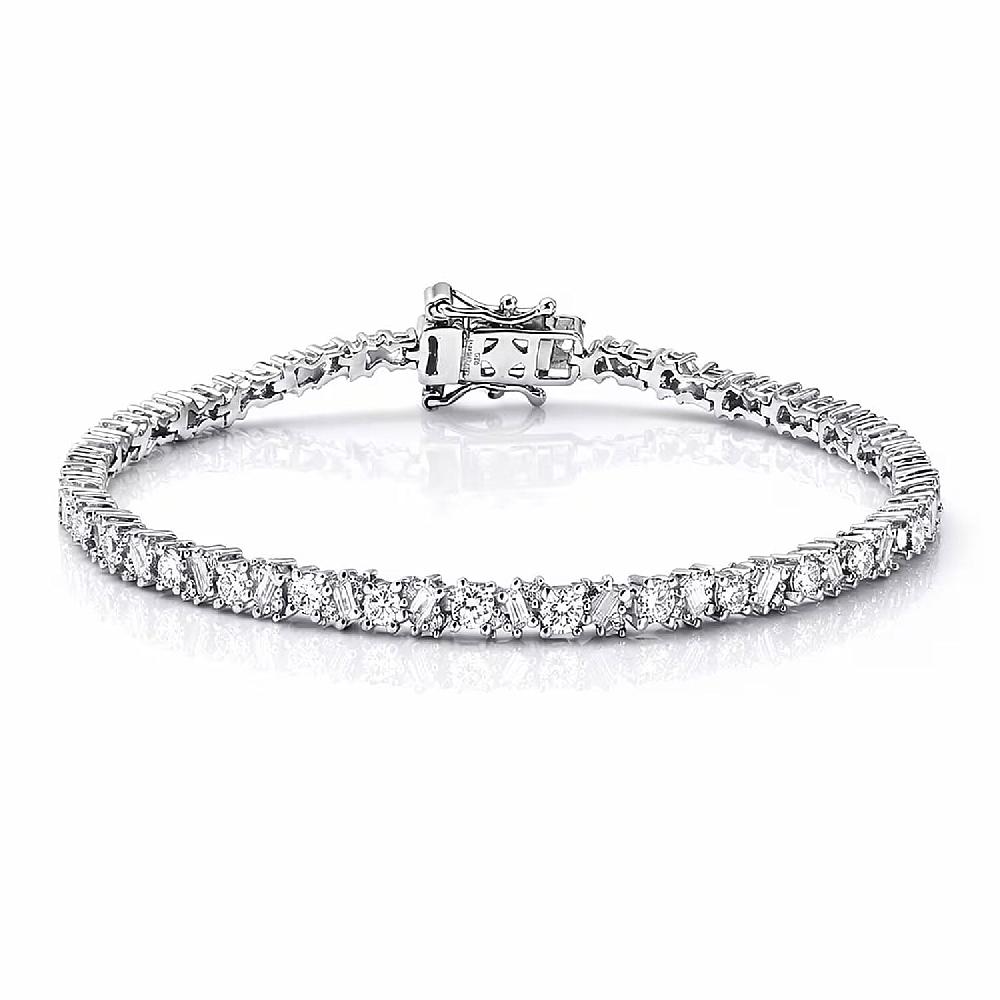 shop lc Luxuriant Lab Grown Diamond G-H SI 2.75 ctw Romanesque Line Bracelet in Rhodium Over Sterling Silver (7.25 In)