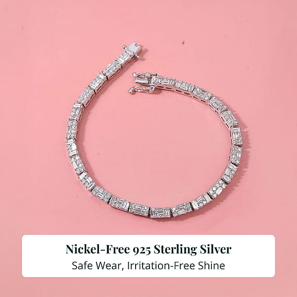 Shop Lc Luxuriant Lab Grown Diamond G-H SI 3.00 Ctw Art Deco Bracelet In Rhodium Over Sterling Silver (6.50 In)