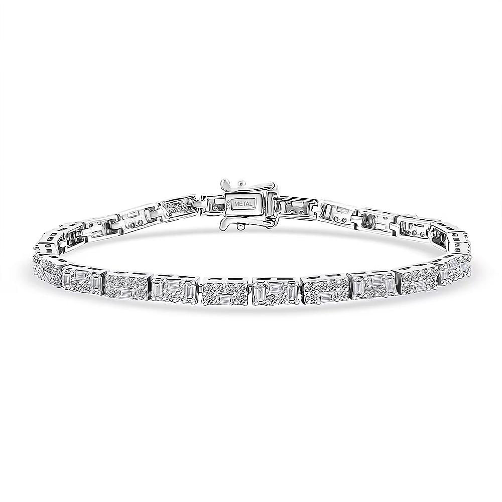 shop lc Luxuriant Lab Grown Diamond G-H SI 3.00 ctw Art Deco Bracelet in Rhodium Over Sterling Silver (6.50 In)