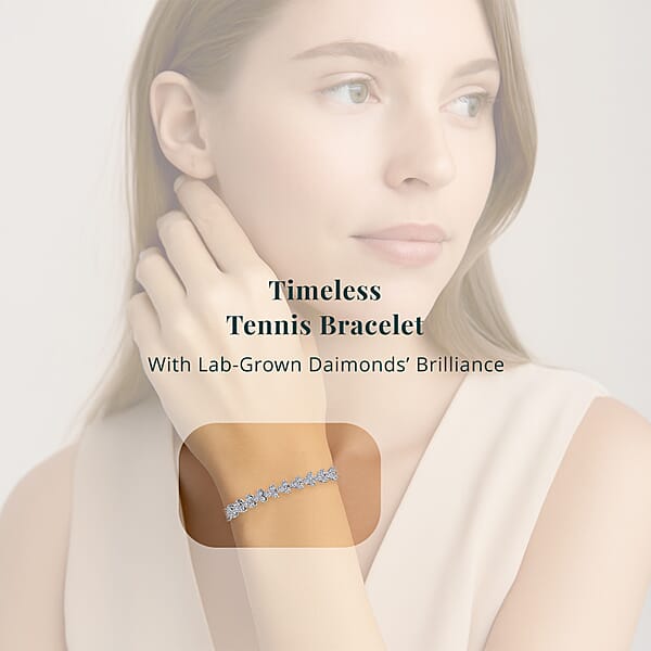 Shop Lc Luxuriant Lab Grown Diamond G-H SI 3.35 Ctw Waves Of Grace Bracelet In Rhodium Over Sterling Silver (6.50 In)