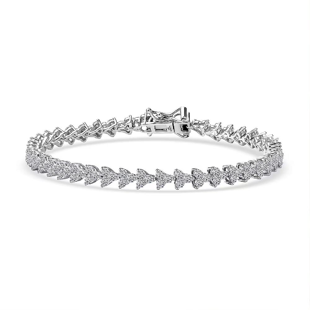 shop lc Luxuriant Lab Grown Diamond G-H SI 3.35 ctw Waves of Grace Bracelet in Rhodium Over Sterling Silver (6.50 In)