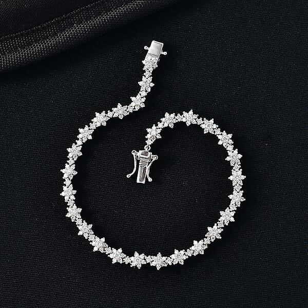 Shop Lc Luxuriant Lab Grown Diamond G-H SI 3.50 Ctw Eternal Blossom Bracelet In Rhodium Over Sterling Silver (8.00 In)