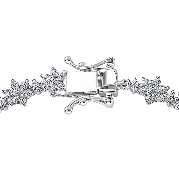 Shop Lc Luxuriant Lab Grown Diamond G-H SI 3.50 Ctw Eternal Blossom Bracelet In Rhodium Over Sterling Silver (8.00 In)