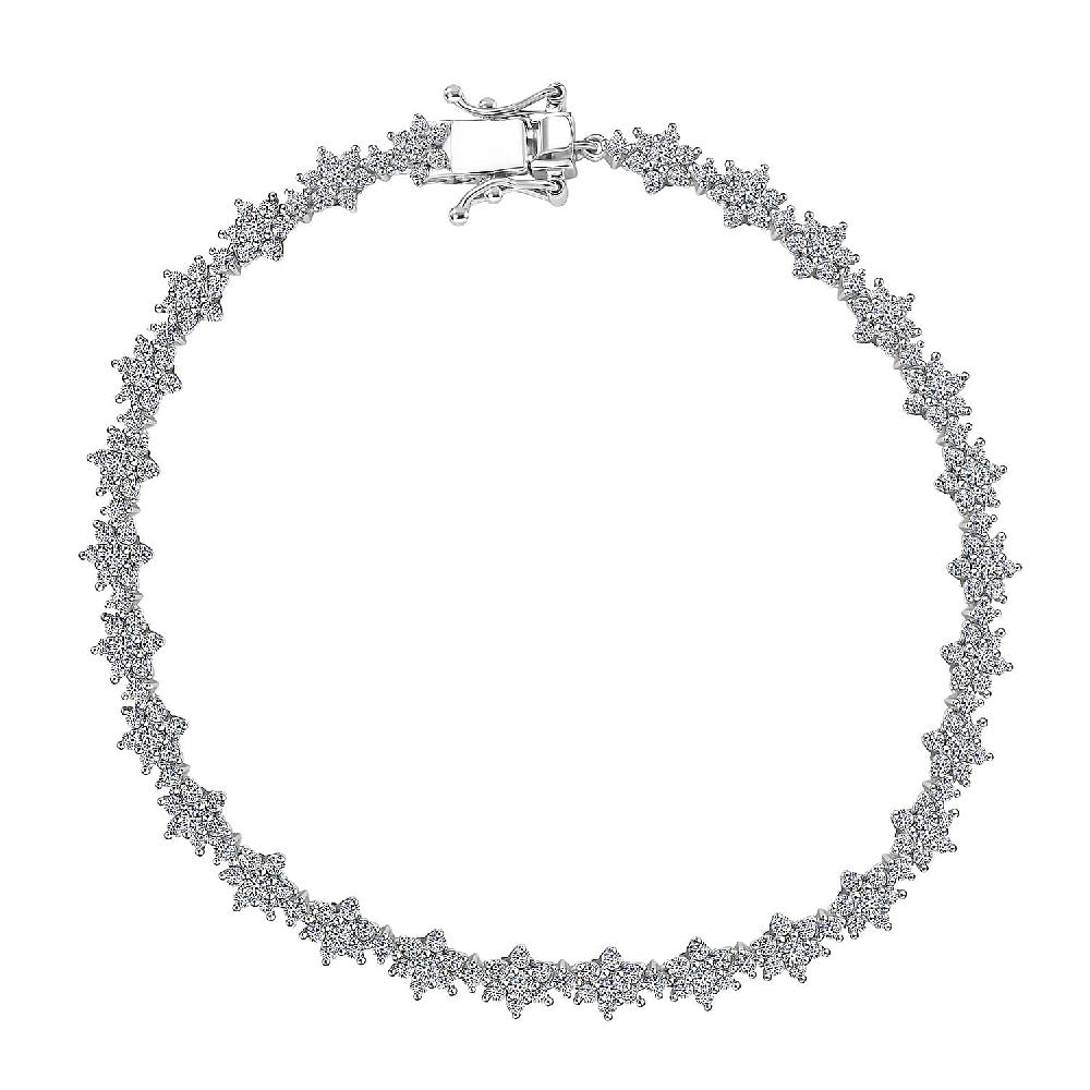 shop lc Luxuriant Lab Grown Diamond G-H SI 3.50 ctw Eternal Blossom Bracelet in Rhodium Over Sterling Silver (8.00 In)