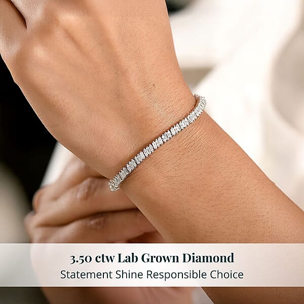 Shop Lc Luxuriant Lab Grown Diamond G-H SI 3.50 Ctw Matrix Line Bracelet In Rhodium Over Sterling Silver (7.25 In)