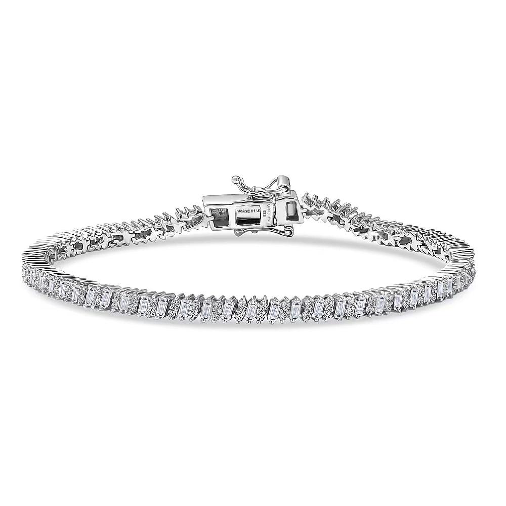 shop lc Luxuriant Lab Grown Diamond G-H SI 3.50 ctw Matrix Line Bracelet in Rhodium Over Sterling Silver (7.25 In)