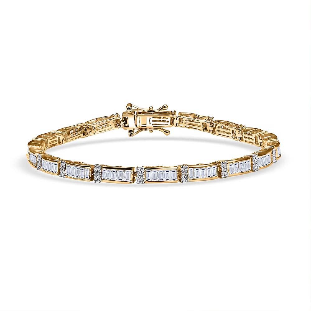 shop lc Luxuriant Lab Grown Diamond G-H SI 4.00 ctw Art Deco Bracelet in 18K Vermeil Yellow Gold Over Sterling Silver (7.25 In)