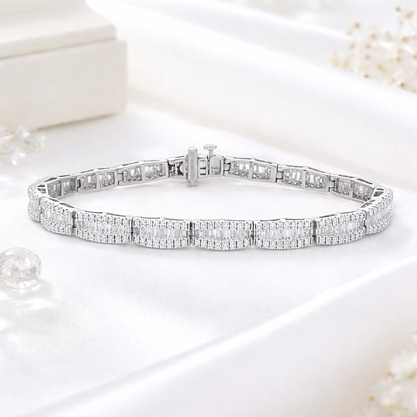 Shop Lc Luxuriant Lab Grown Diamond G-H SI 4.00 Ctw Beaded Bracelet In Rhodium Over Sterling Silver (7.25 In)
