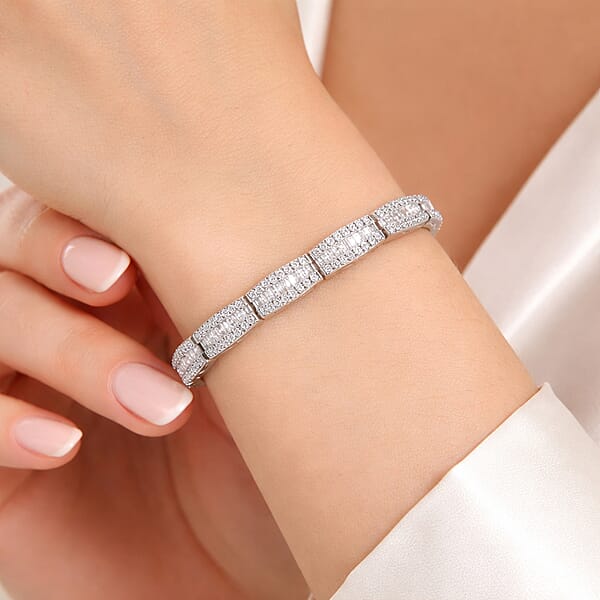 Shop Lc Luxuriant Lab Grown Diamond G-H SI 4.00 Ctw Beaded Bracelet In Rhodium Over Sterling Silver (7.25 In)