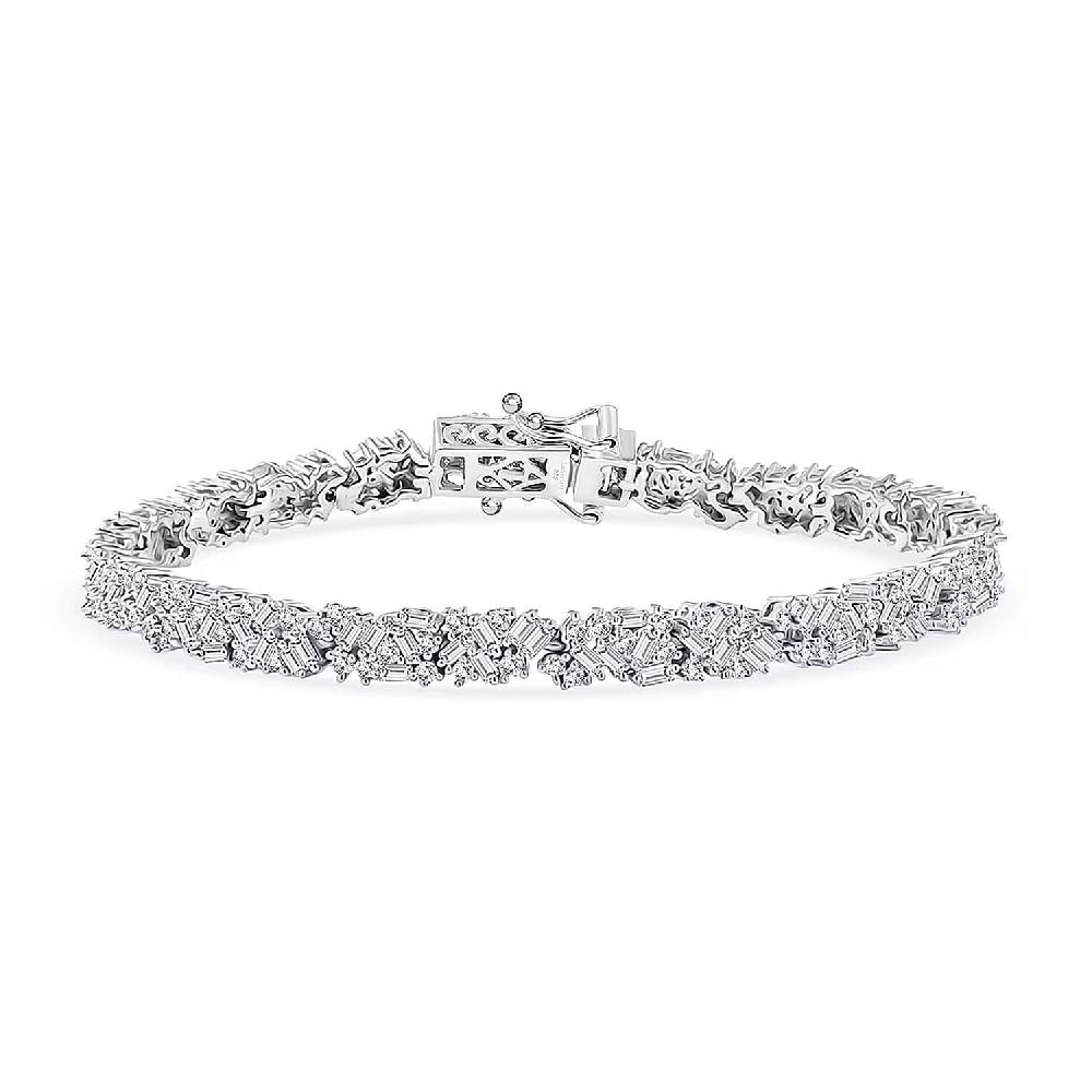 shop lc Luxuriant Lab Grown Diamond G-H SI 4.00 ctw Matrix Link Bracelet in Rhodium Over Sterling Silver (7.25 In)