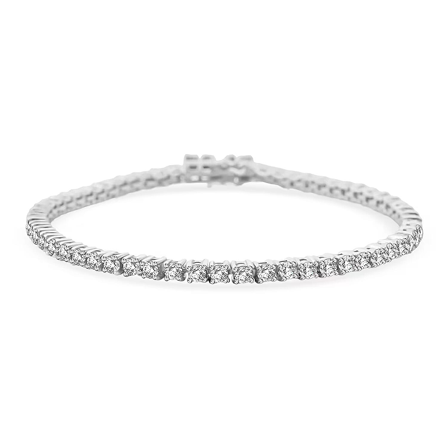 shop lc Luxuriant Lab Grown Diamond G-H SI 4.10 ctw Tennis Bracelet in Rhodium Over Sterling Silver (7.25 In)