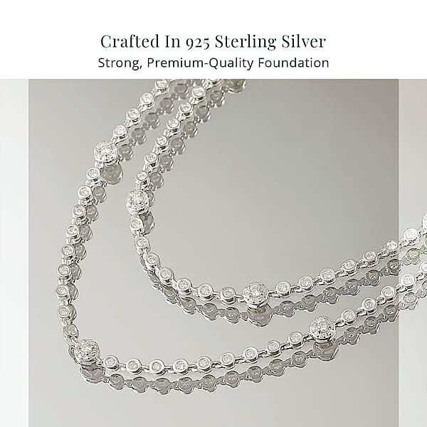 Shop Lc Luxuriant Lab Grown Diamond G-H SI 4.20 Ctw Station Necklace 20-22 Inches In Rhodium Over Sterling Silver