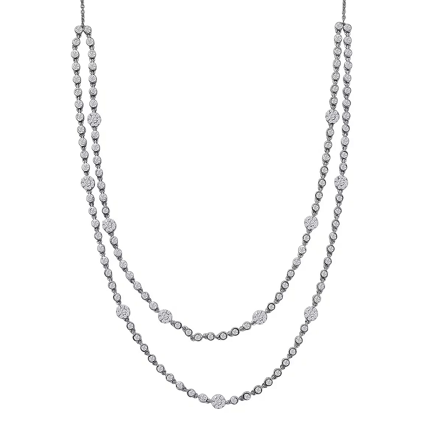 shop lc Luxuriant Lab Grown Diamond G-H SI 4.20 ctw Station Necklace 20-22 Inches in Rhodium Over Sterling Silver