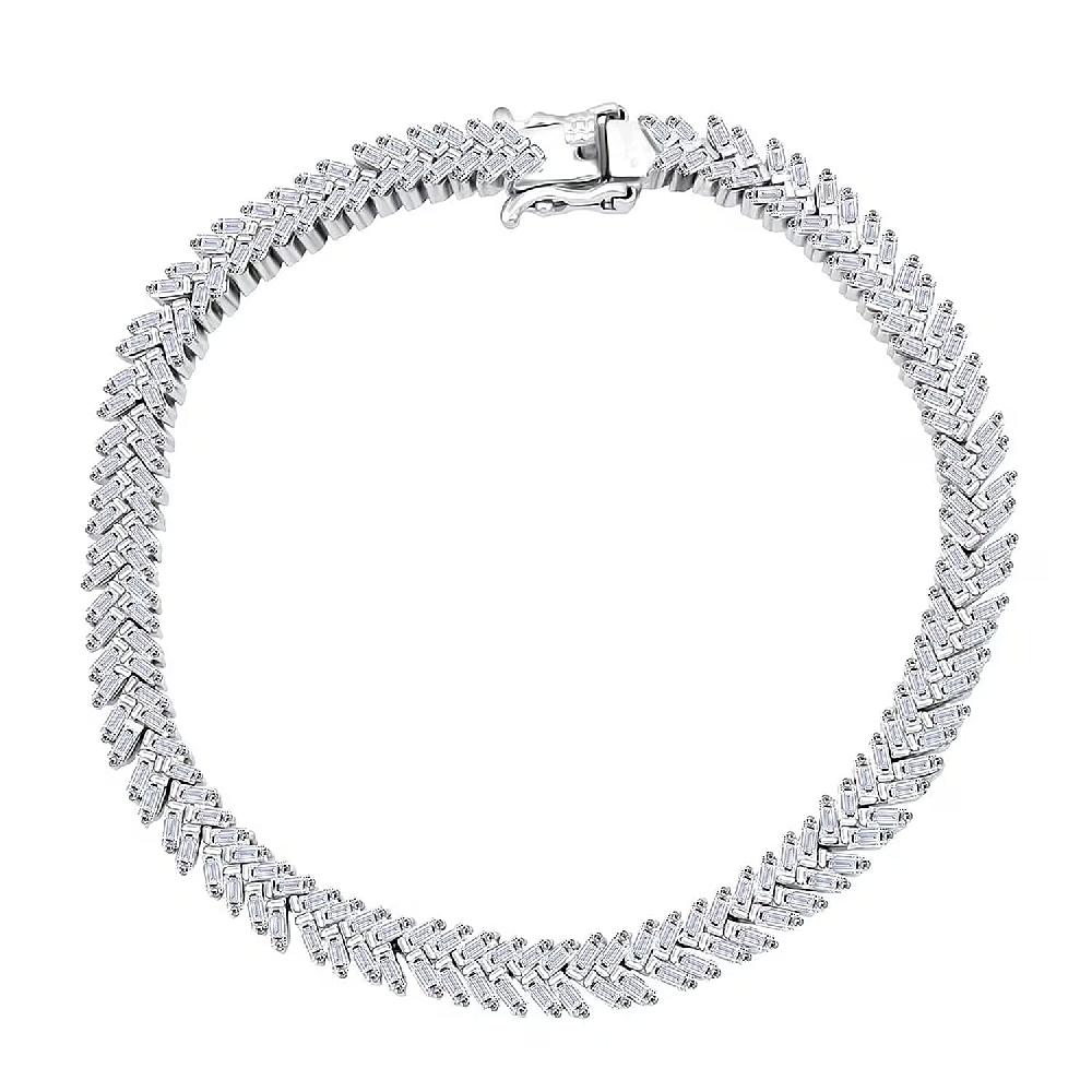 shop lc Luxuriant Lab Grown Diamond G-H SI 4.25 ctw Chevron Bracelet in Rhodium Over Sterling Silver (7.25 In)