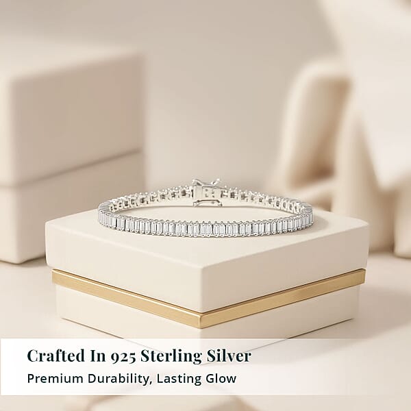 Shop Lc Luxuriant Lab Grown Diamond G-H SI 4.25 Ctw Radiance Tennis Bracelet In Rhodium Over Sterling Silver (7.25 In)